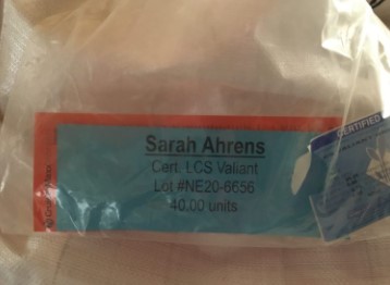 Seed Tag with Sarah Ahrens' name