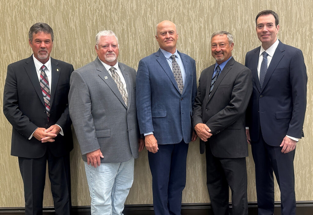 Left to right: Clark Hamilton (ID), past chairman; Mike Carstensen (WA), secretary-treasurer; Jim Pellman (ND), chairman; Gary Millershaski (KS), vice chairman; Mike Spier, president and CEO.