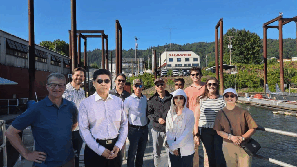 The company took the team out on the Columbia River on a boat to see a barge-eye view of the various elevators and loading facilities along the river. 