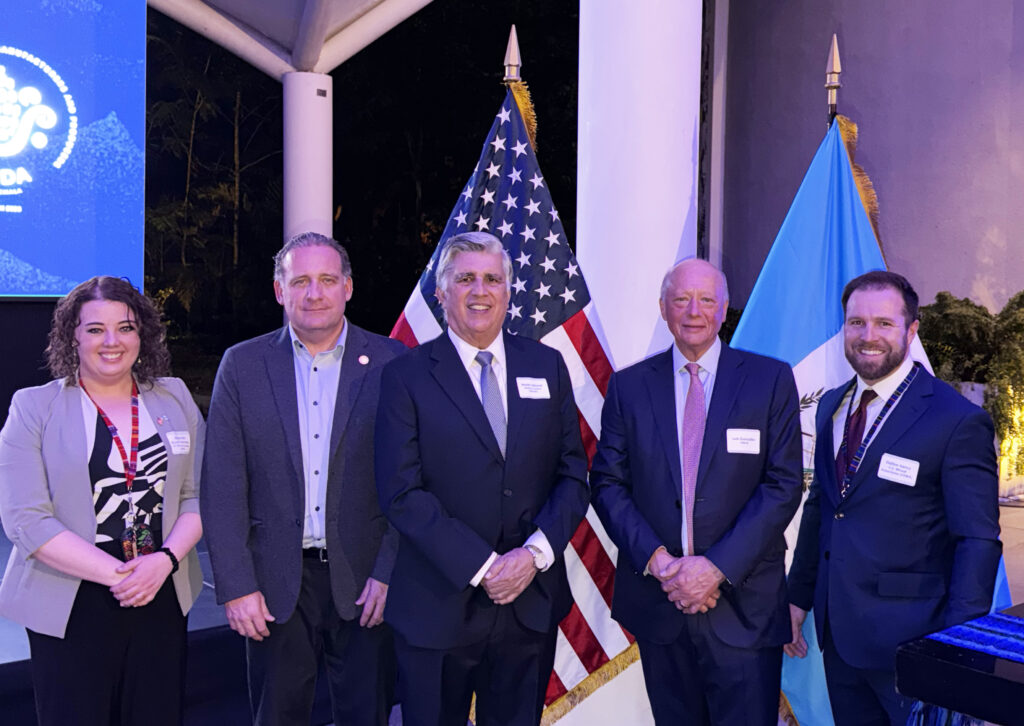 USW staff Stephanie Bryant-Erdmann and Dalton Henry with Guatemalan millers during a USDA Trade Mission to Guatemala and El Salvador.