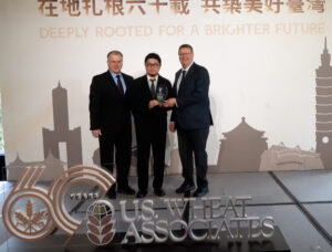 Mark Jossund, far right, was in Taiwan this spring to help commemorate the 60th anniversary of USW's Taipei Office. Pictured with him are Minnesota Wheat Executive Director Brian Sorenson, left, and USW Country Director Yi-I Huang, center.