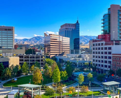 Sunny late summer day in downtown Boise, Idaho