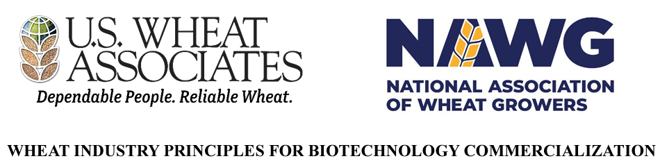 Image shows the headline and logos of USW and NAWG on the Wheat Industry Principles for Biotechnology Commercialization.