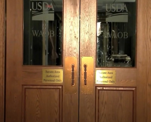 Image shows secure doors to USDA NASS Lockup offices.